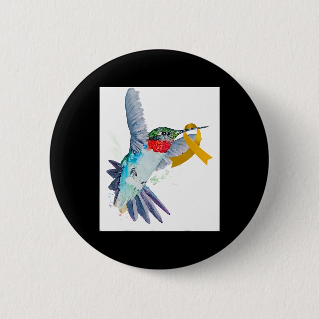 Medveten om hummingbird och Guld Ribbon Childature Knapp (Framsida)
