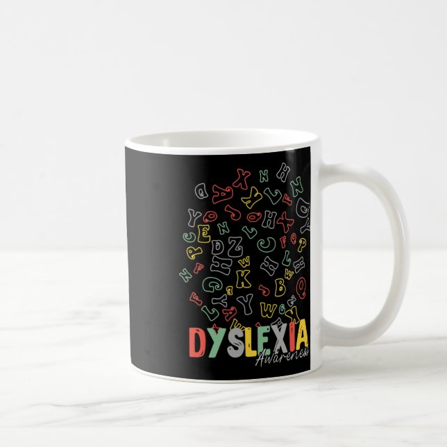 Medvetenhet Alphabet Rainbow Silver Ribbon Retro Kaffemugg (Höger)