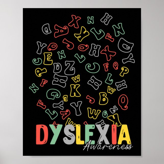Medvetenhet Alphabet Rainbow Silver Ribbon Retro Poster (Framsidan)