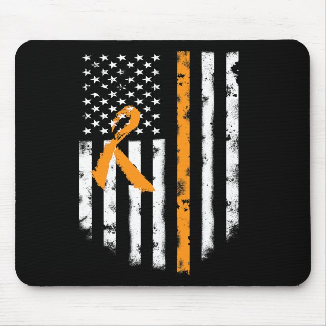 Medvetenhet Amerikansk Flagga Orange Ribbon Tee Musmatta (Framsidan)