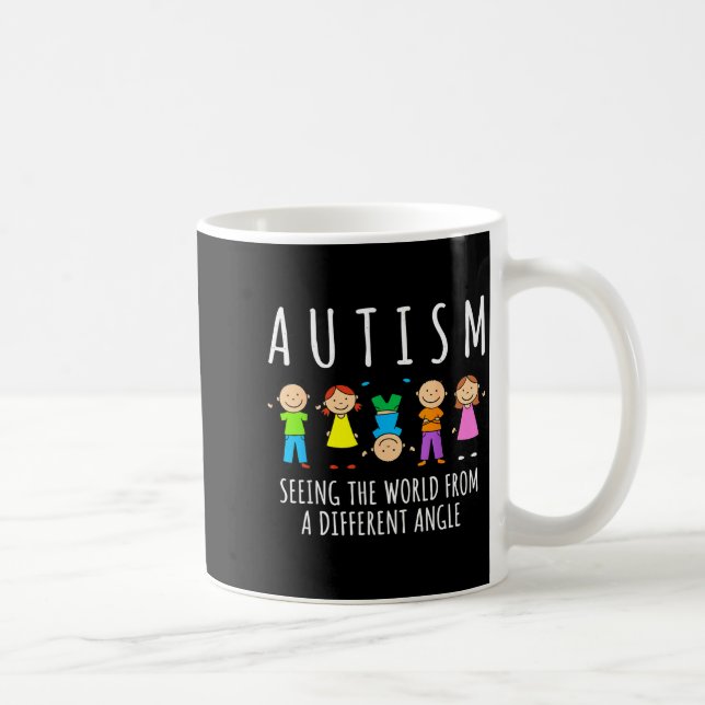 Medvetenhet autism ser världen från en annan kaffemugg (Höger)