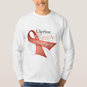 Medvetenhet för cancer för rullaband livmoder- t-shirt