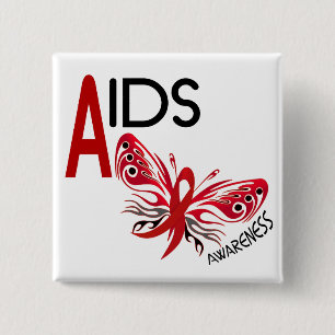 Medvetenhet för fjäril 3 för AIDS/HIV Knapp