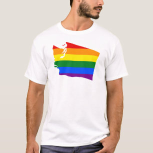 Medvetenhet för gay pride för flagga för stat t shirt