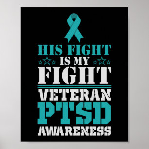 Medvetenhet Hans kamp är min kamp PTSD Teal Ribbon Poster
