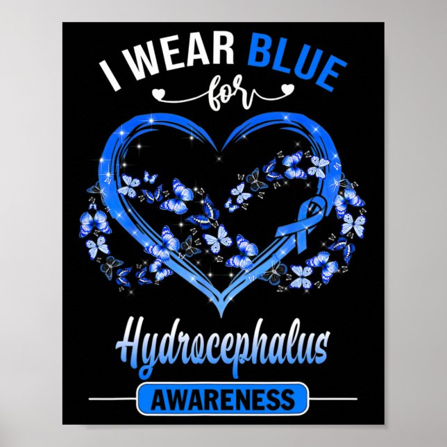 Medvetenhet I Bära Blue Butterfly Heart Poster (Framsidan)