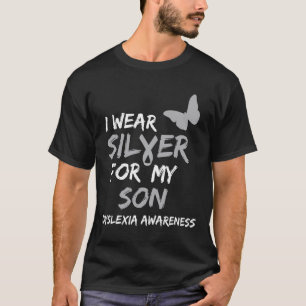 Medvetenhet i Bära Silver för min son-menyflik T Shirt