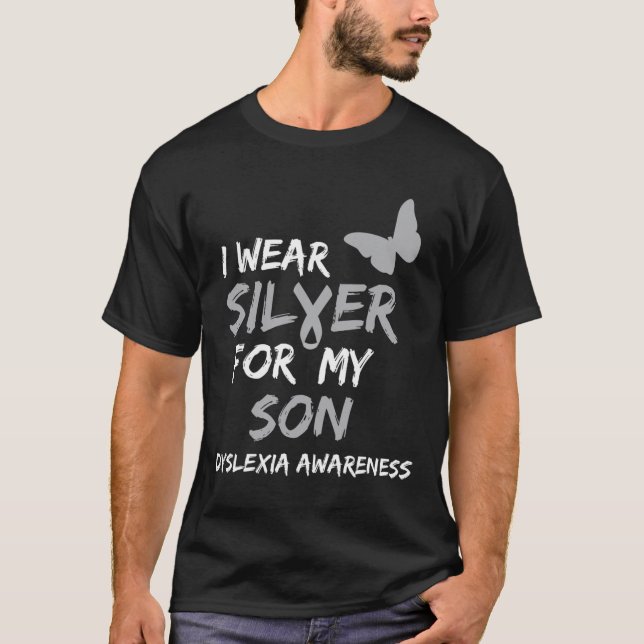 Medvetenhet i Bära Silver för min son-menyflik T Shirt (Framsida)