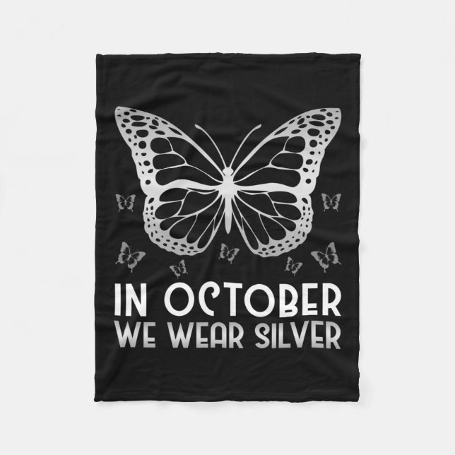 Medvetenhet i oktober i år Bära Silver Butterfly Fleecefilt (Framsidan)