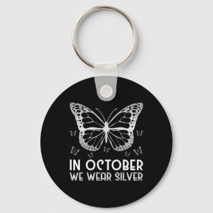 Medvetenhet i oktober i år Bära Silver Butterfly Nyckelring
