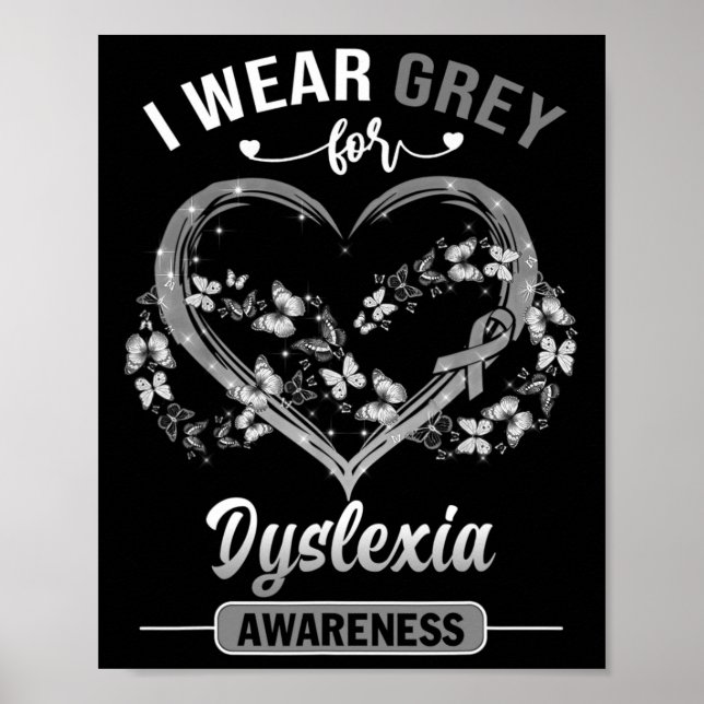 Medvetenhet Jag Har Grå Fjäril Hjärtat  Poster (Framsidan)
