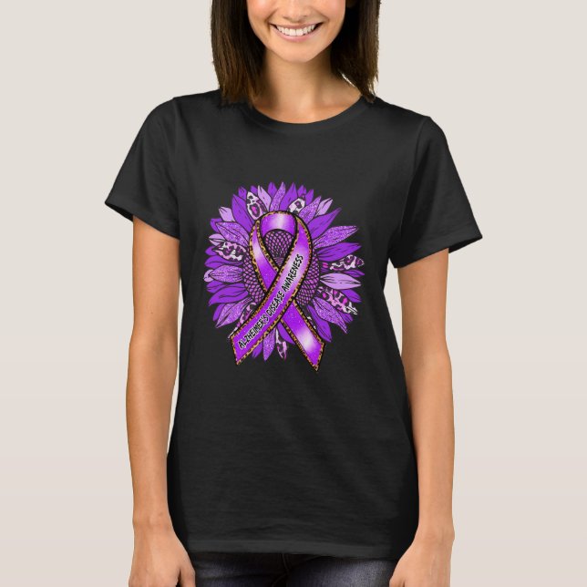 Medvetenhet Leopard Solros Lila Band  T Shirt (Framsida)