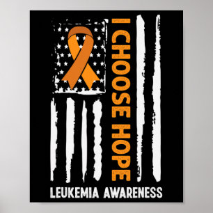Medvetenhet Leukemi Cancer Orange USA flagga Ribbo Poster