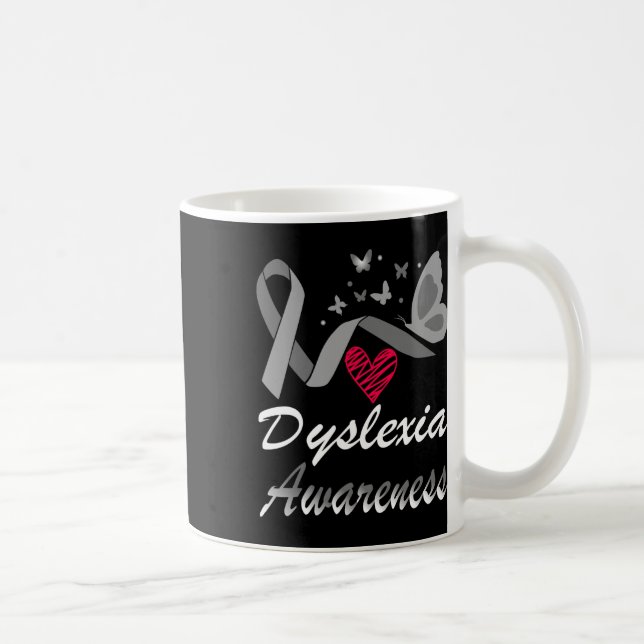 Medvetenhet Oktober Silver Band Dyslektisk Lärare  Kaffemugg (Höger)