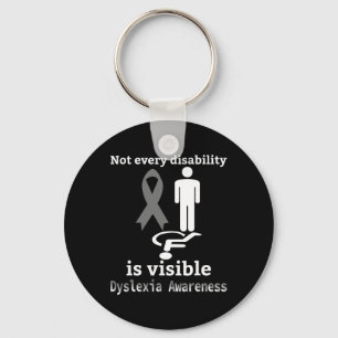 Medvetenhet oktober Silver Ribbon Dyslexic Teacher Nyckelring