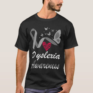 Medvetenhet oktober Silver Ribbon Dyslexic Teacher T Shirt