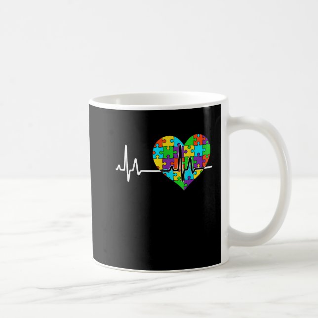 Medvetenhet om acceptans för kärlek Heart Puzzle a Kaffemugg (Höger)