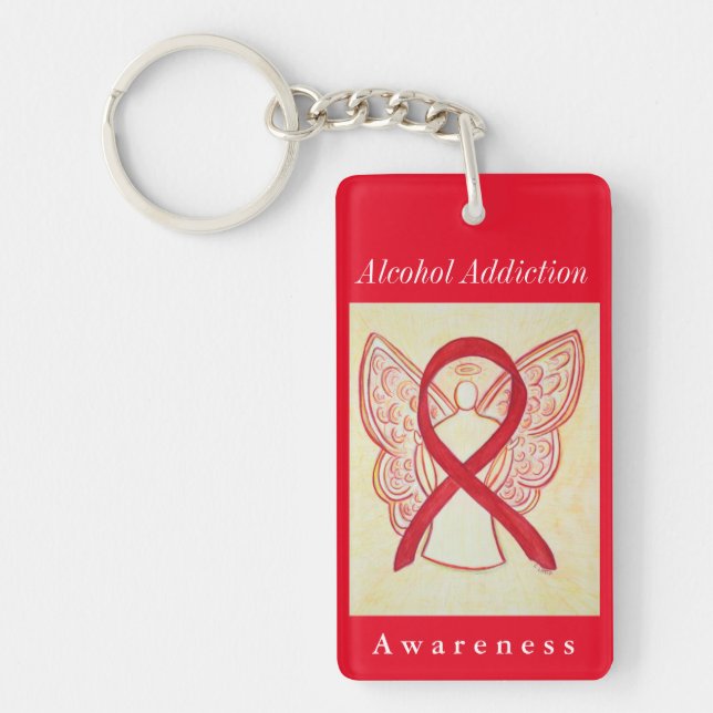 Medvetenhet om alkoholmissbruk Angel Ribbon Keycha (Framsidan)
