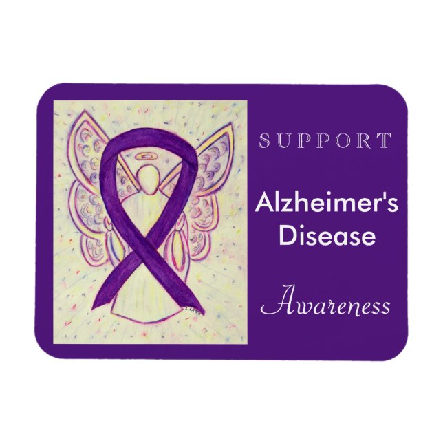Medvetenhet om Alzheimers sjukdom Ribbon Angel Mag Magnet (Horisontell)