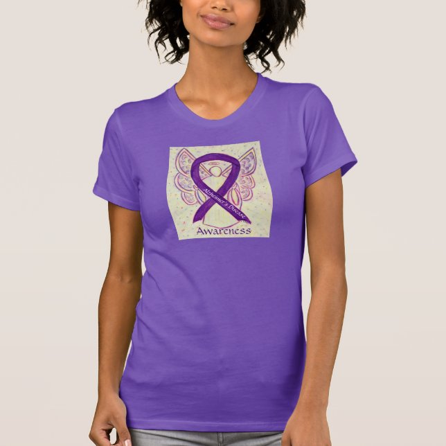 Medvetenhet om Alzheimers sjukdom Ribbon Angel Shi Tee Shirt (Framsida)
