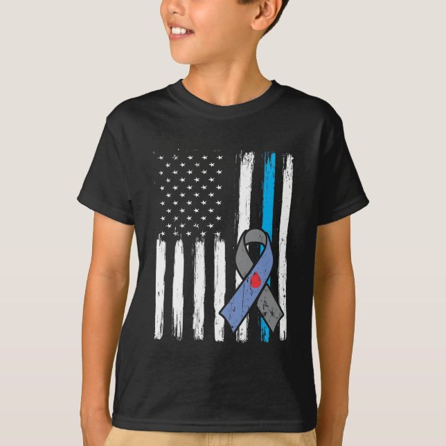 Medvetenhet om amerikansk Flagga Diabetisk Warrior T Shirt (Framsida)