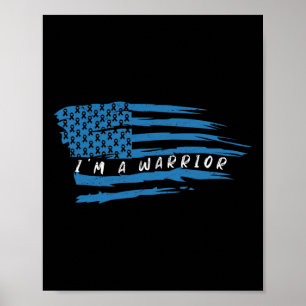 Medvetenhet om amerikansk Flagga Warrior T1 T2 Poster