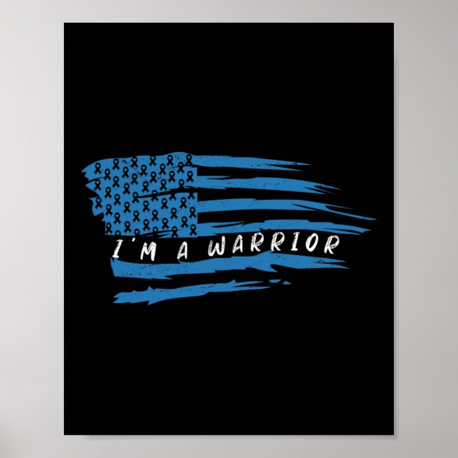 Medvetenhet om amerikansk Flagga Warrior T1 T2 Poster (Framsidan)