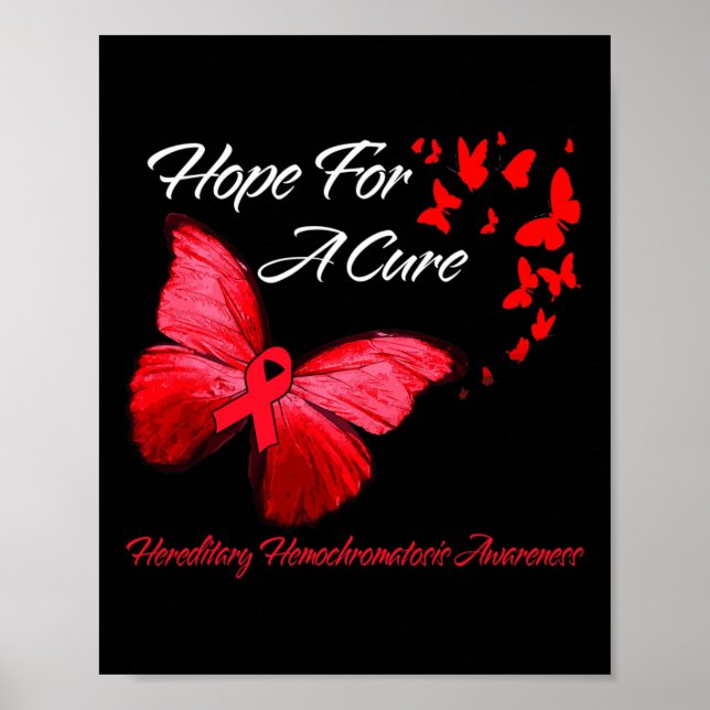 Medvetenhet om ärftlig hemochromatos fjäril röd poster (Framsidan)