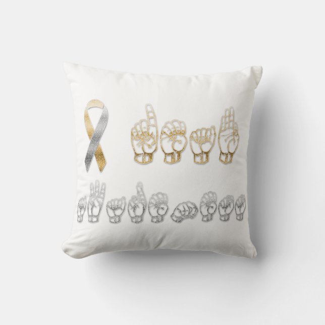 Medvetenhet om ASL American Sign Language Döv Kudde (Framsida)