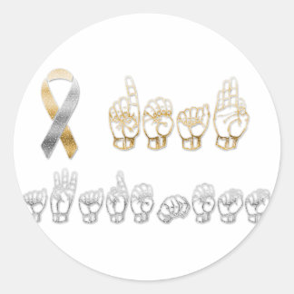Medvetenhet om ASL American Sign Language Döv Runt Klistermärke