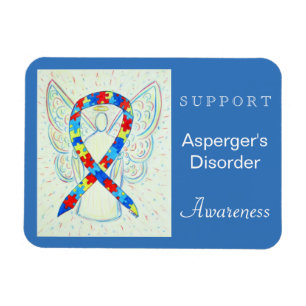 Medvetenhet om Aspergers sjukdom Ribbon Angel Magn Magnet