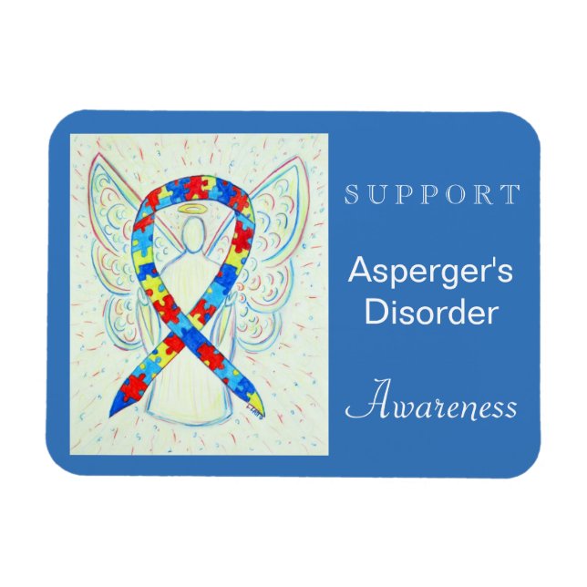 Medvetenhet om Aspergers sjukdom Ribbon Angel Magn Magnet (Horisontell)