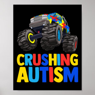 Medvetenhet om att monster Lastbil Crushing Austim Poster