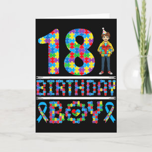 Medvetenhet om autism 18-årsdag Pojke Pusselbit 18 Kort