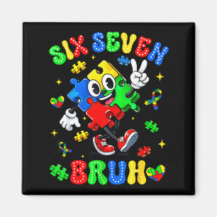 Medvetenhet om autism 67 six sju bruh pussel pojke magnet