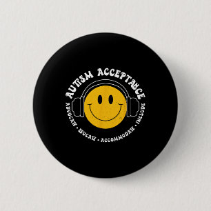 Medvetenhet om autism Acceptans Glad Ansikte Rolig Knapp