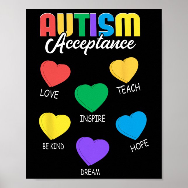 Medvetenhet om autism Acceptans Hjärtat Manar Kvin Poster (Framsidan)