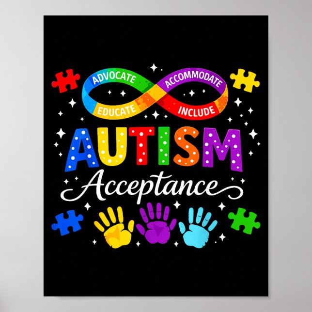 Medvetenhet om autism acceptans månad män kvinnor  poster (Framsidan)