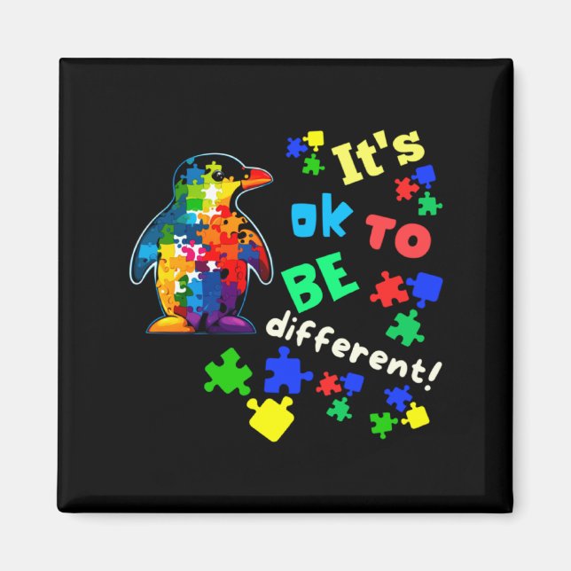 Medvetenhet om autism Acceptans Pingvin Det är ok  Magnet (Framsidan)