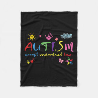 Medvetenhet om autism Acceptera Kärlek Understand  Fleecefilt