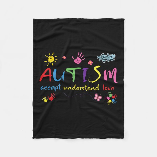 Medvetenhet om autism Acceptera Kärlek Understand  Fleecefilt (Framsidan)