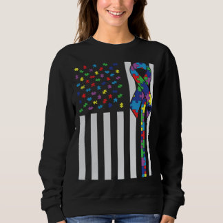 Medvetenhet om autism Autism band US Flagga Stöd A T Shirt