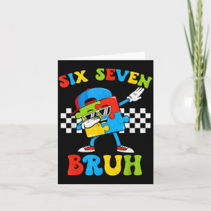 Medvetenhet om autism Bruh Six Seven Meme 67 Pojka Kort