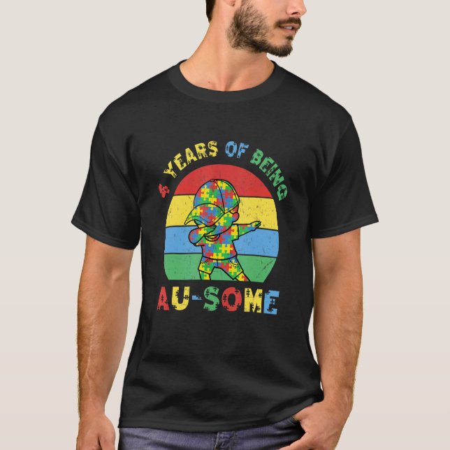Medvetenhet om autism Dabbing fantastisk 4-åring 4 T Shirt (Framsida)