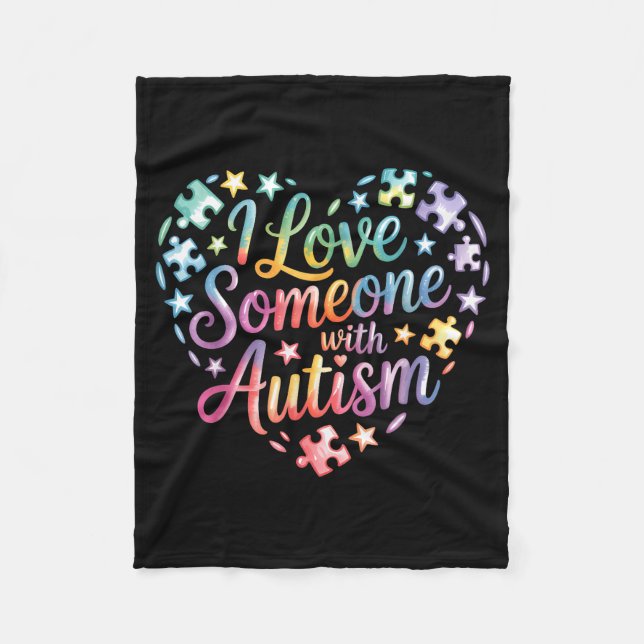 Medvetenhet om autism  fleecefilt (Framsidan)