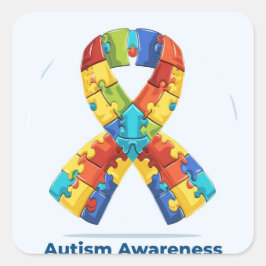 Medvetenhet om autism fyrkantigt klistermärke