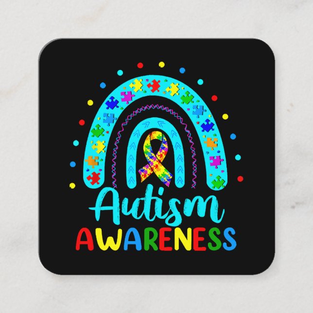 Medvetenhet om autism fyrkantigt visitkort (Framsida)