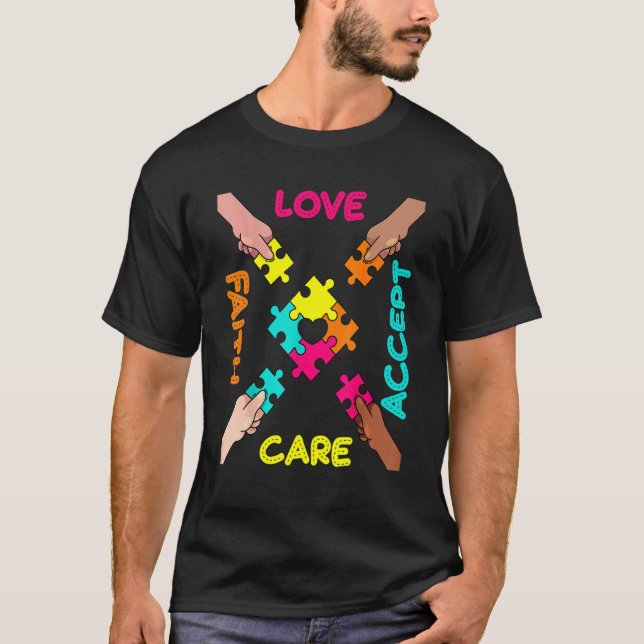Medvetenhet om autism Godkännande av Färg Puzzle D T Shirt (Framsida)