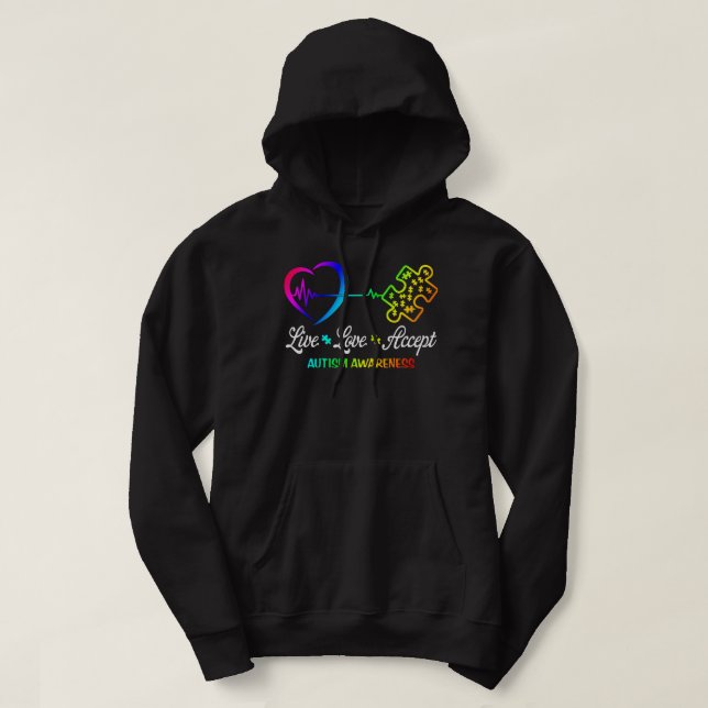 Medvetenhet om autism i Live Kärlek Hoodie (Design framsida)