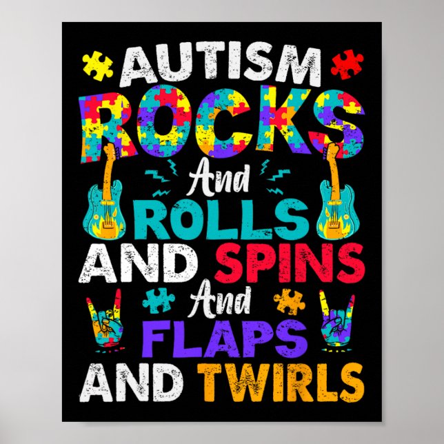 Medvetenhet om autism i Rock and roll och vind Poster (Framsidan)